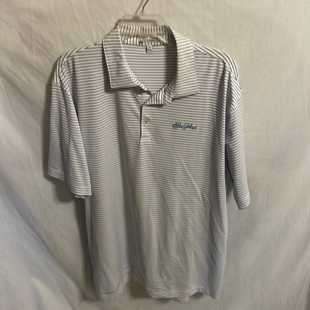 Peter Millar Men’s White Striped Polo Shirt Size XL